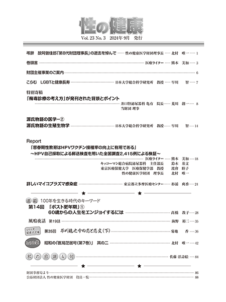 Vol.23　No.3（通巻58号）もくじ